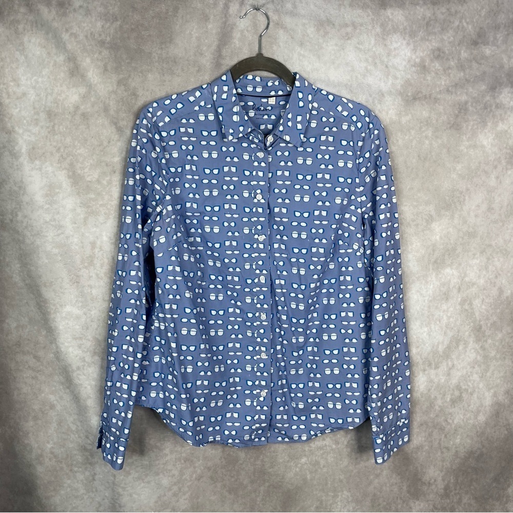 Boden The Modern Classic Button Down Shirt MCM Glasses In Blue Size 10R